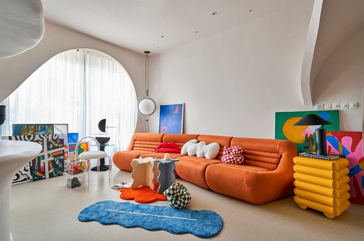 A saved location: a colourful apartment living room